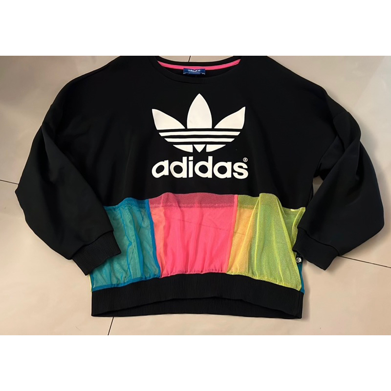 Adidas originals Rita Ora彩色拼接薄紗大學T