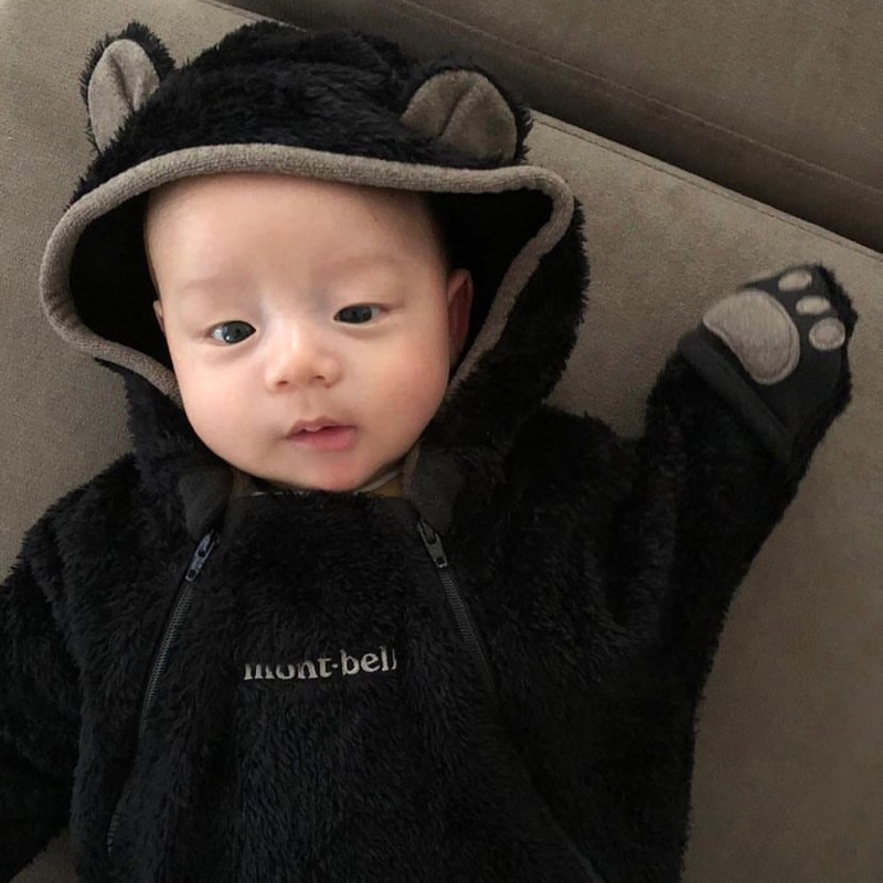 預購 日本親買 50-70 baby Mont bell Mont-bell 包屁衣 連體衣 保暖 嬰兒冬裝 小熊裝