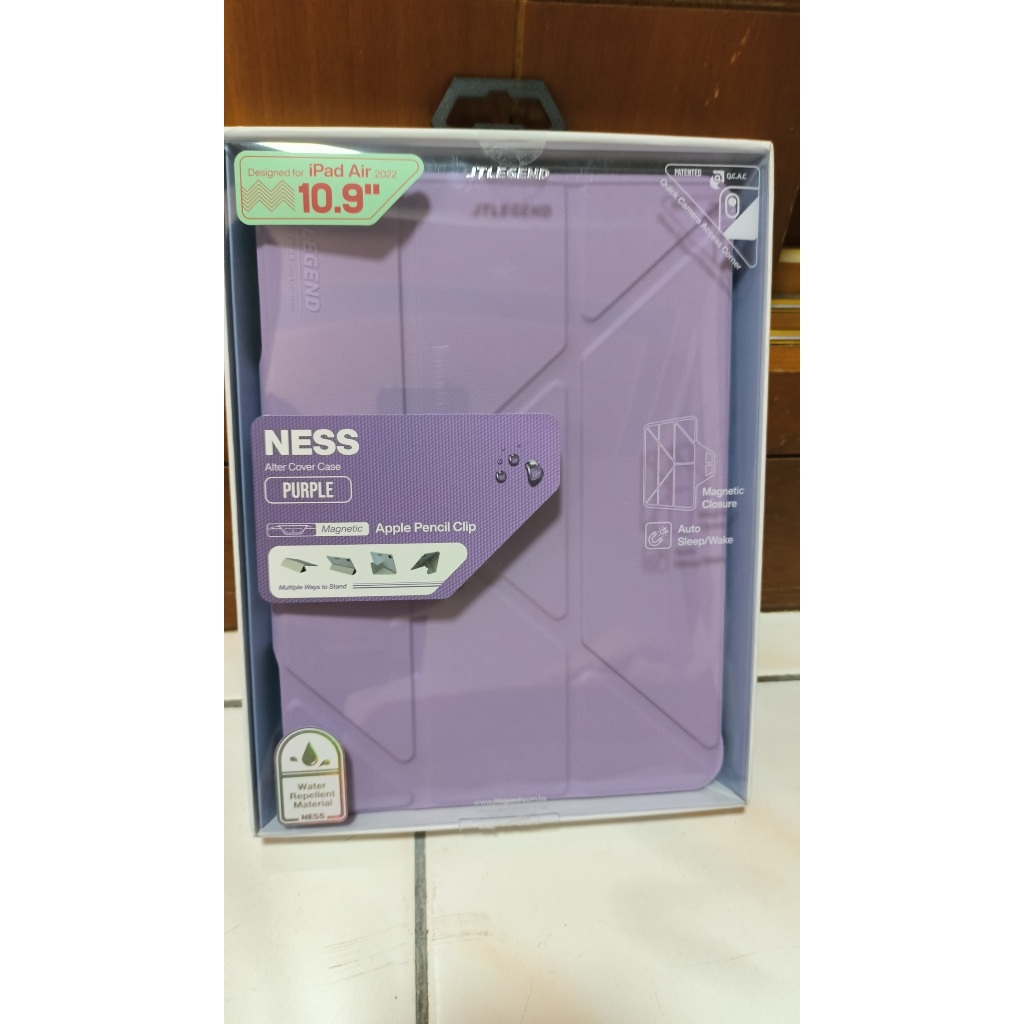 (紫色)JTLEGEND Ness 系列 iPad Air5 10.9、Pro11 專用 多角度折疊防潑水布紋保護殼