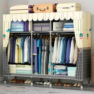 ✨衣櫥✨ 簡易衣櫃 布衣櫃簡易組裝鋼管加粗加固衣櫃家用臥室衣架收納架裝合衣廚