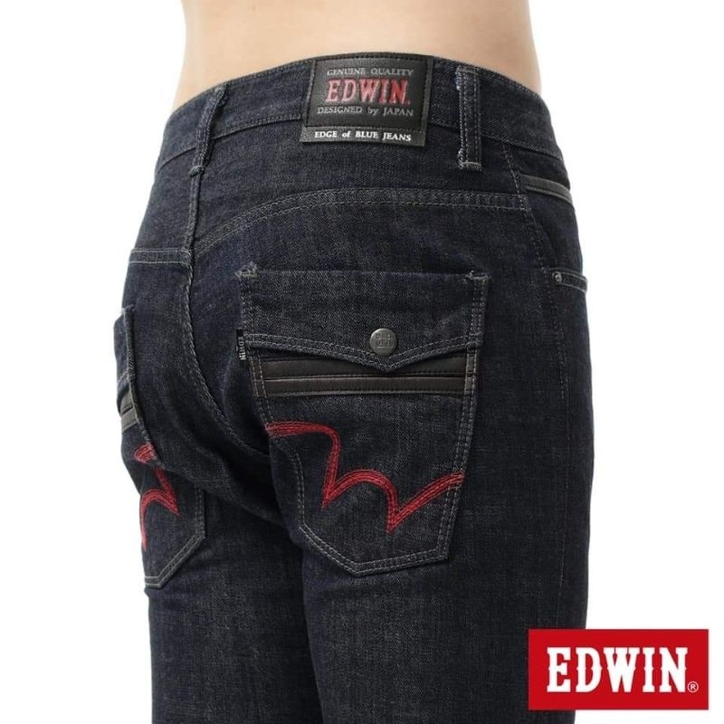 特價(代購)正品EDWIN鑀德恩 男生 窄管牛仔褲 刺繡 紅線