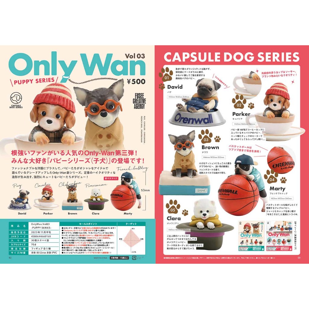 ❖貓大爺玩具❖現貨 Only Wan Vol.03 時尚狗狗 P3 扭蛋 法鬥 巴哥 吉娃娃 比熊 查理斯王騎士犬