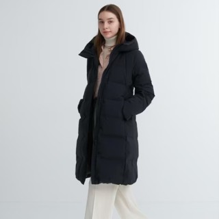 轉賣UNIQLO 日本品牌 無縫羽絨長大衣外套 黑色S號 二手 現貨