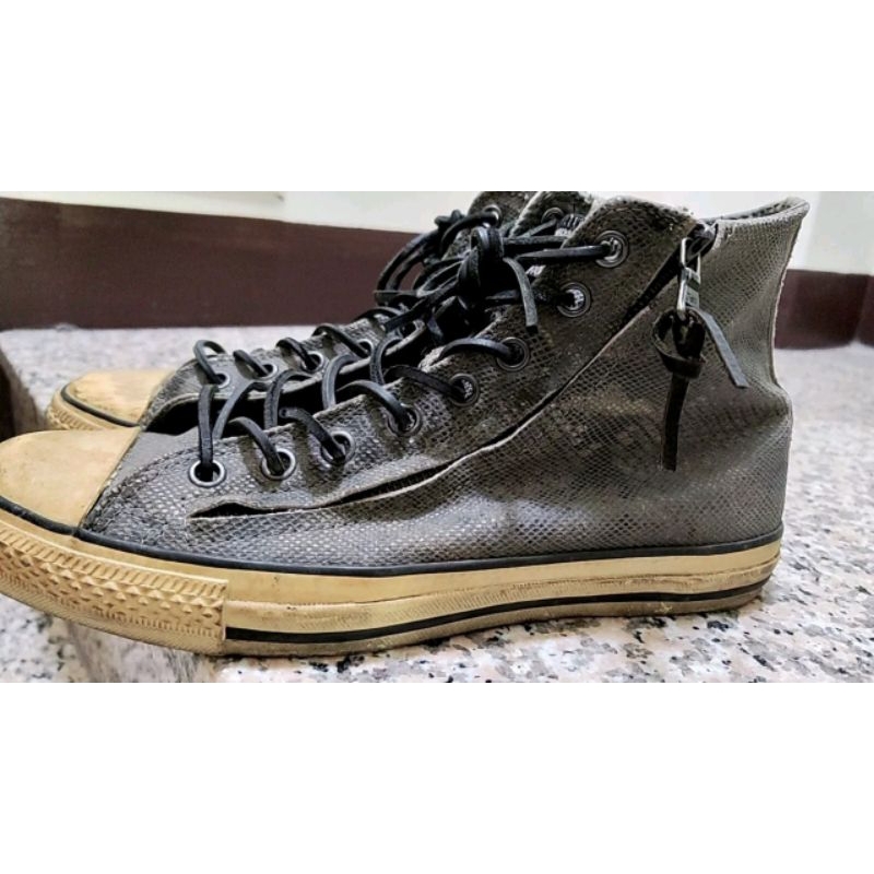 二手Converse John Varvatos 聯名仿舊蟒蛇紋 側拉鍊 高筒 果凍底 US10