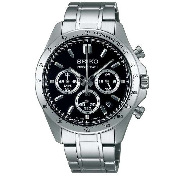 【金台鐘錶】SEIKO 精工 防水100米 不鏽鋼錶帶 SBTR013 (附原廠盒) 三眼計時男錶 (黑面) 40mm
