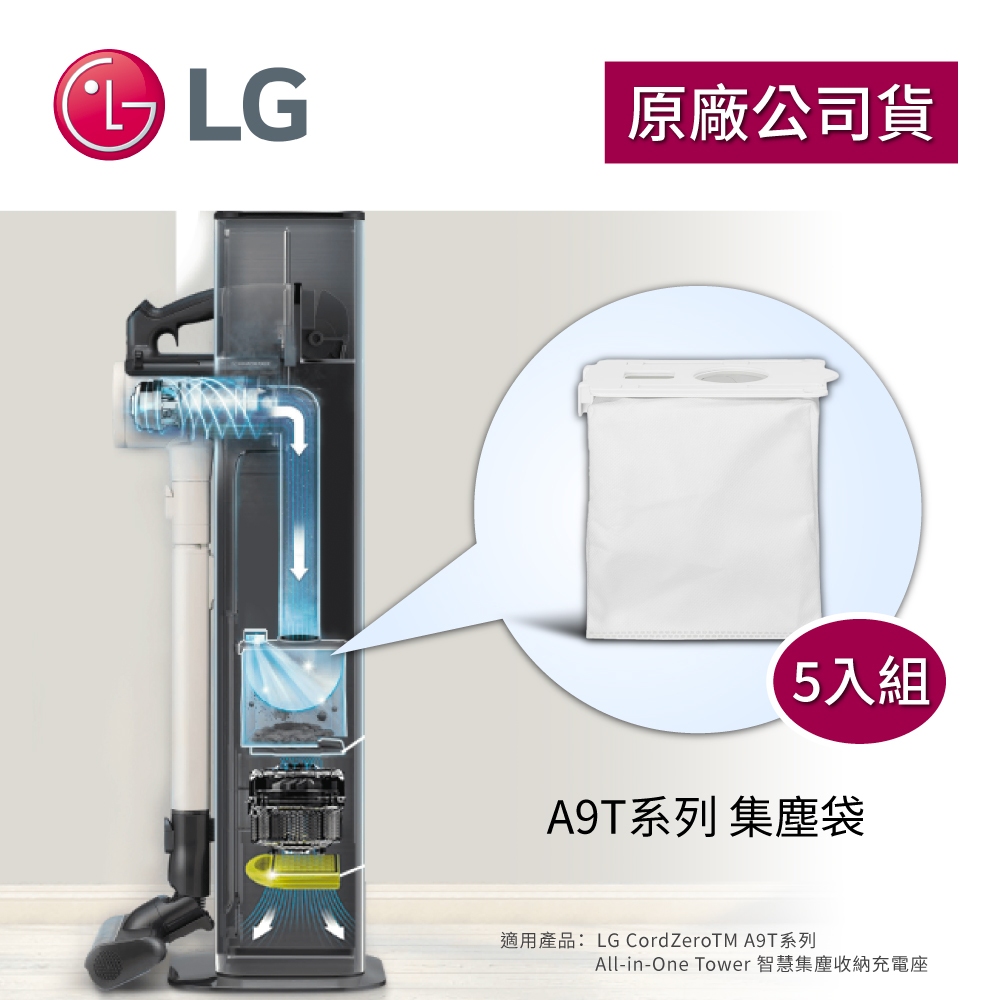 【LG 樂金】A9T拋棄式集塵袋5入組 (A9T系列適用)-原廠公司貨