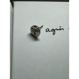 agnes b. Logo "Silver Lining" 不銹鋼耳環(單隻)