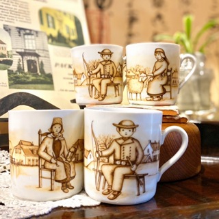 NEDERLANDSE KLEDERDRACHT 復古荷蘭服裝瓷杯兒童套裝 骨瓷杯 骨瓷茶具 國外收藏 午茶組 咖啡杯