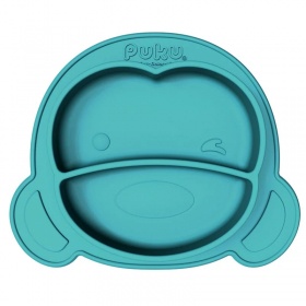 PUKU藍色企鵝 矽膠防滑餐盤 (寶石紅/海水藍) 餐盤