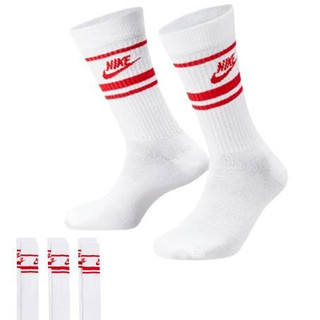 Nike 襪子 中筒襪 男 女 條紋 3入組 舒適 透氣 好穿 Dri-FIT 紅白 DX5089102