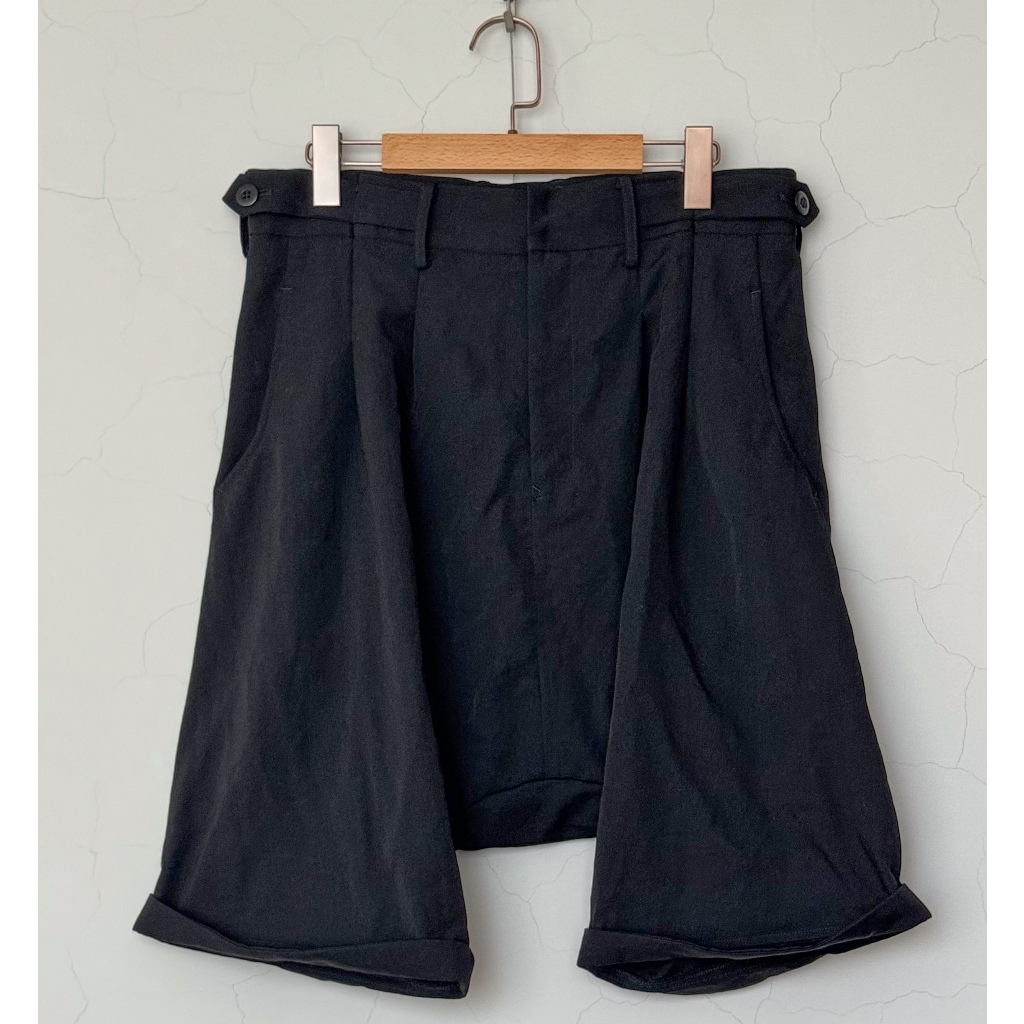 日本Regulation Yohji Yamamoto山本耀司黑色羊毛低檔短褲