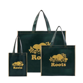 Roots 全新 璀璨金 購物袋 只剩圖左的尺寸（相當於基本款購物袋的中款）