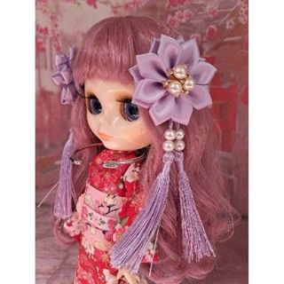 小禎雜貨 流蘇紫花 和風手工花朵髮夾 和服 花朵髮夾 小布娃娃頭飾 小布娃娃髮夾大人 小孩 小布娃娃 美樂娃娃都可使用