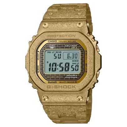 【柏儷鐘錶】CASIO G-Shock 方形電子錶 太陽能 電波校正 藍芽連線 金屬錶帶 GMW-B5000PG-9