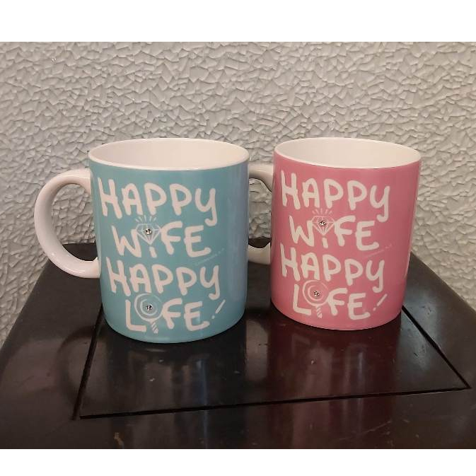 HAPPY WIFE HAPPY LIFE 創意馬克杯2入組  對杯 360cc (S0055)