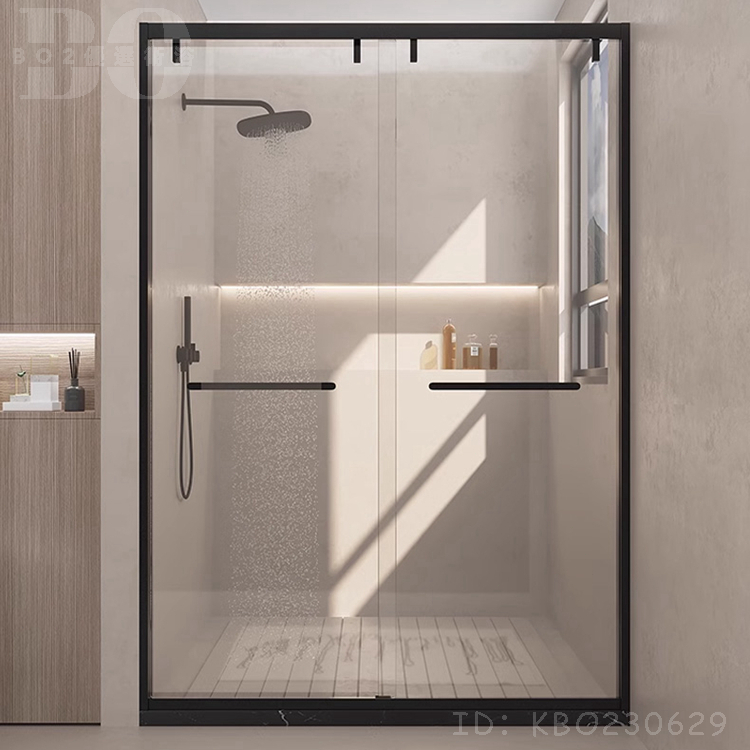 【破損包賠】極窄下沉式淋浴房一字型乾濕分離衛生間隔斷推拉浴室鋼化玻璃移門BO85