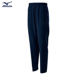 人人愛運動 僅剩XL MIZUNO Slim FIT 男長褲平織 彈性 合身 兩側拉鍊口袋 深藍 32TD008614