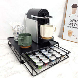 【JS】適用Nespresso 膠囊架 抽屜款 可放40顆 收納空間大 巢小顆膠囊適用/使用 黑色 非大顆dg膠囊