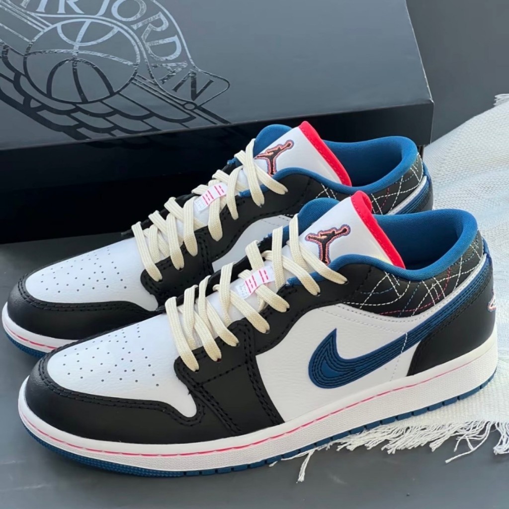【Leein】Nike Air Jordan 1 Low SE 工業藍黑 刺繡 縫線 fv3622-141