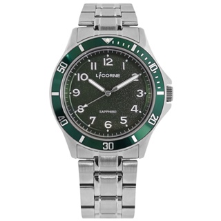 LICORNE 力抗 / 數字刻度 藍寶石水晶玻璃 夜光指針 不鏽鋼手錶 綠色 / LT161MWGA-G / 42mm