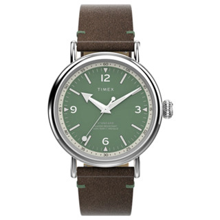 【TIMEX】天美時 復刻系列 41 毫米環保皮革經典手錶(鼠尾草綠x棕TXTW2V71200)