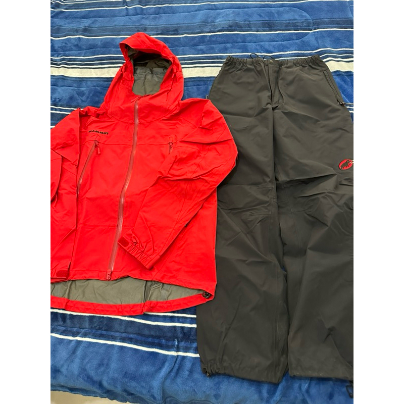 長毛象 Mammut Thunderstorm Rain-Suits GTX 防水外套+防水雨褲 黑紅