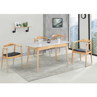 【新荷傢俱工場】J 425 亮面岩板餐桌(4.6尺餐桌) 北歐風140餐桌 實木現代餐桌 岩板餐桌