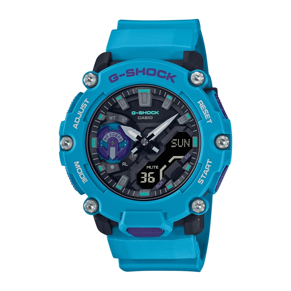 CASIO 卡西歐 G-SHOCK 碳纖維戶外冒險手錶-藍  GA-2200-2A