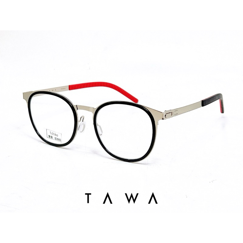 【本閣】TAWA 1chiko 不鏽鋼超輕薄鋼彈性無螺絲眼鏡 亮銀色大圓鏡框大頭適合 ic眼鏡Lindberg法拉利配色