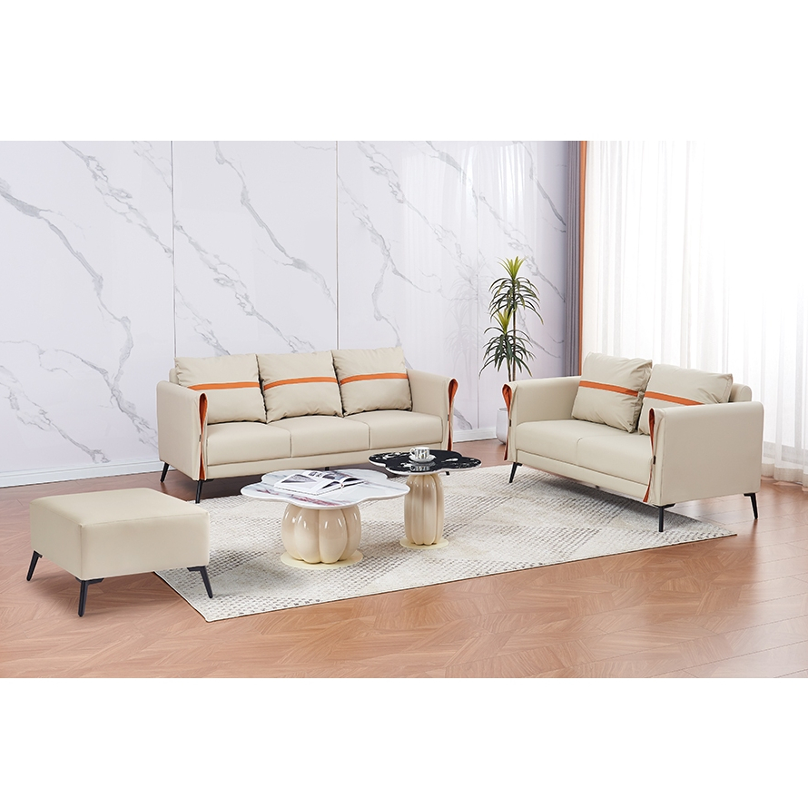 【新荷傢俱工場】J 162 現代設計款貓抓皮沙發 兩人沙發 三人沙發 橘色沙發 L型沙發 椅凳沙發