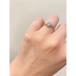 轉售Visel。日系輕珠寶。夢幻美人魚三層夾層寶石（白水晶 母貝 藍寶）鑽石戒指-8號