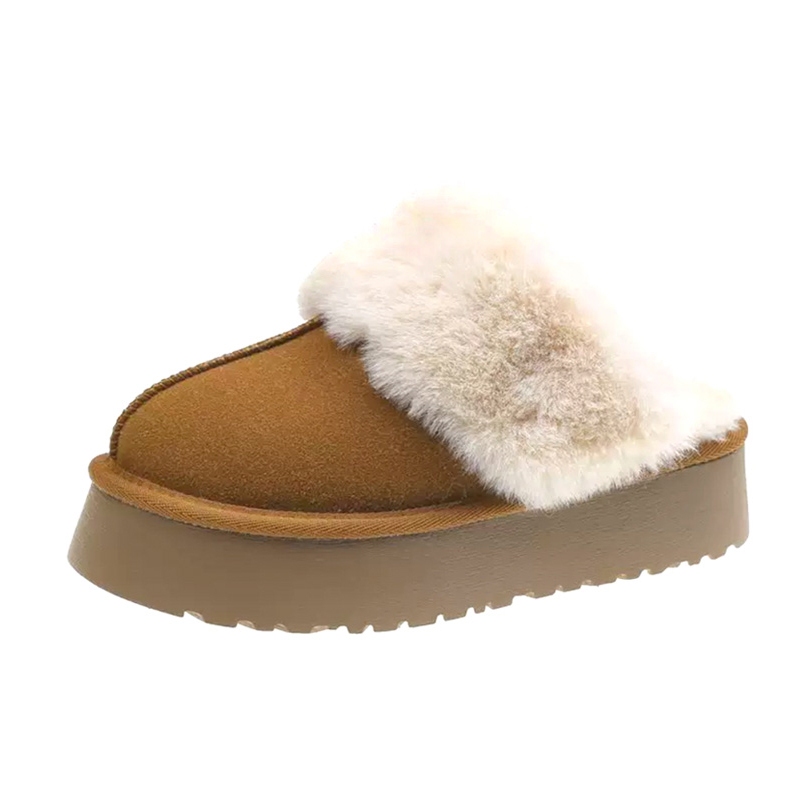 鞋鞋俱樂部 冬季保暖毛絨穆勒雪靴 999-FS126 棕色
