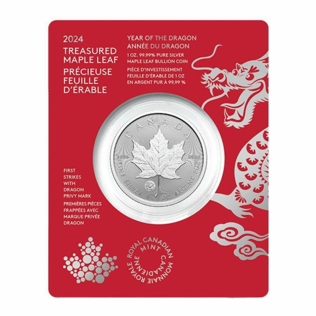 2024加拿大珍藏版楓葉龍年加鑄銀幣