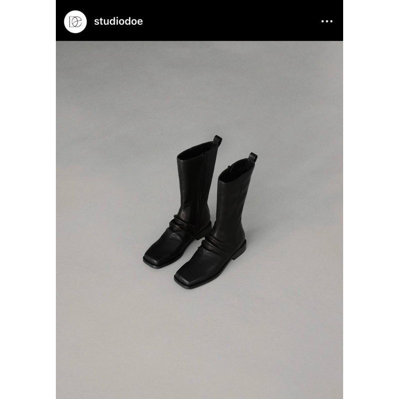 全新 Studio doe  E Boots 皺褶窄方頭中筒靴