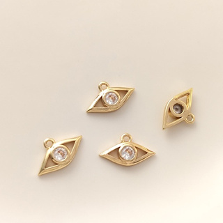 宏雲Hongyun-Ala-0801--保色14K銅鍍真金鑲嵌鋯石眼晴吊墜飾品配件diy手鏈耳環飾品掛件
