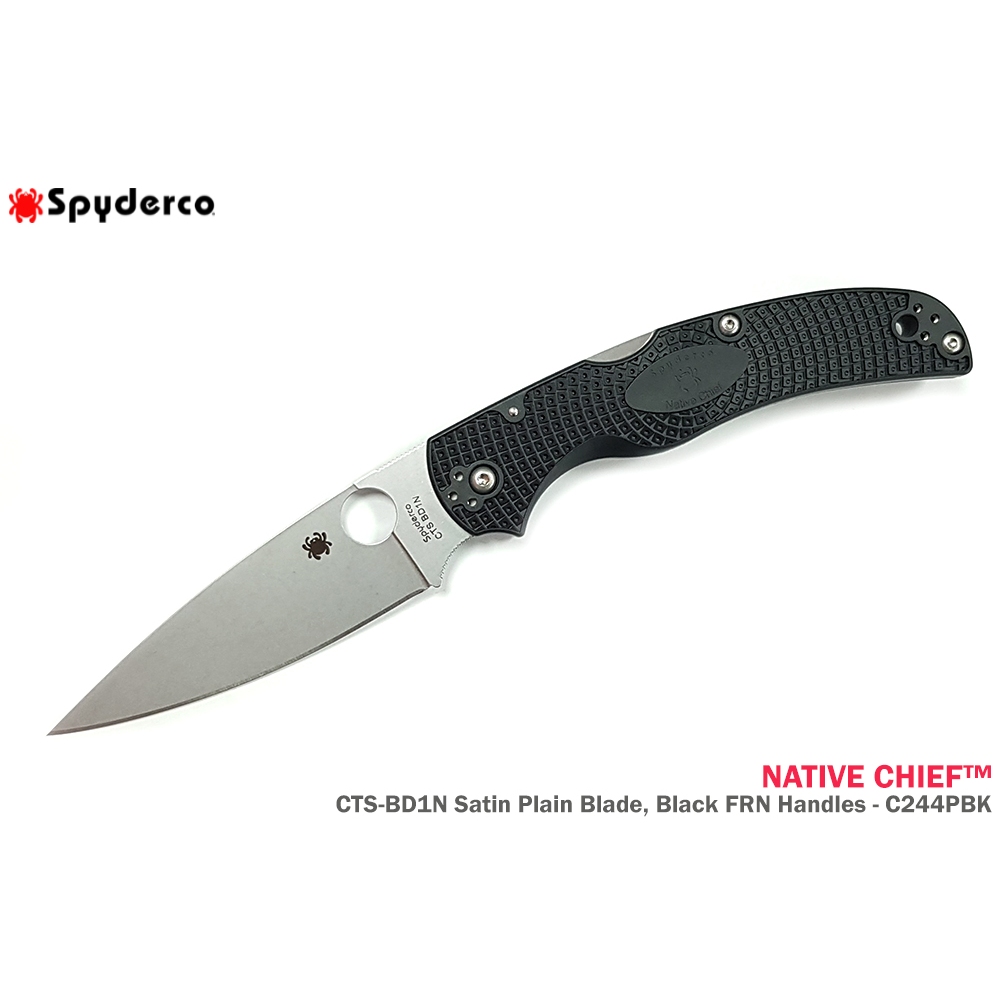Spyderco NATIVE CHIEF™ 黑色FRN柄全刃折刀 -CTS BD1N鋼 (Satin 處理)
