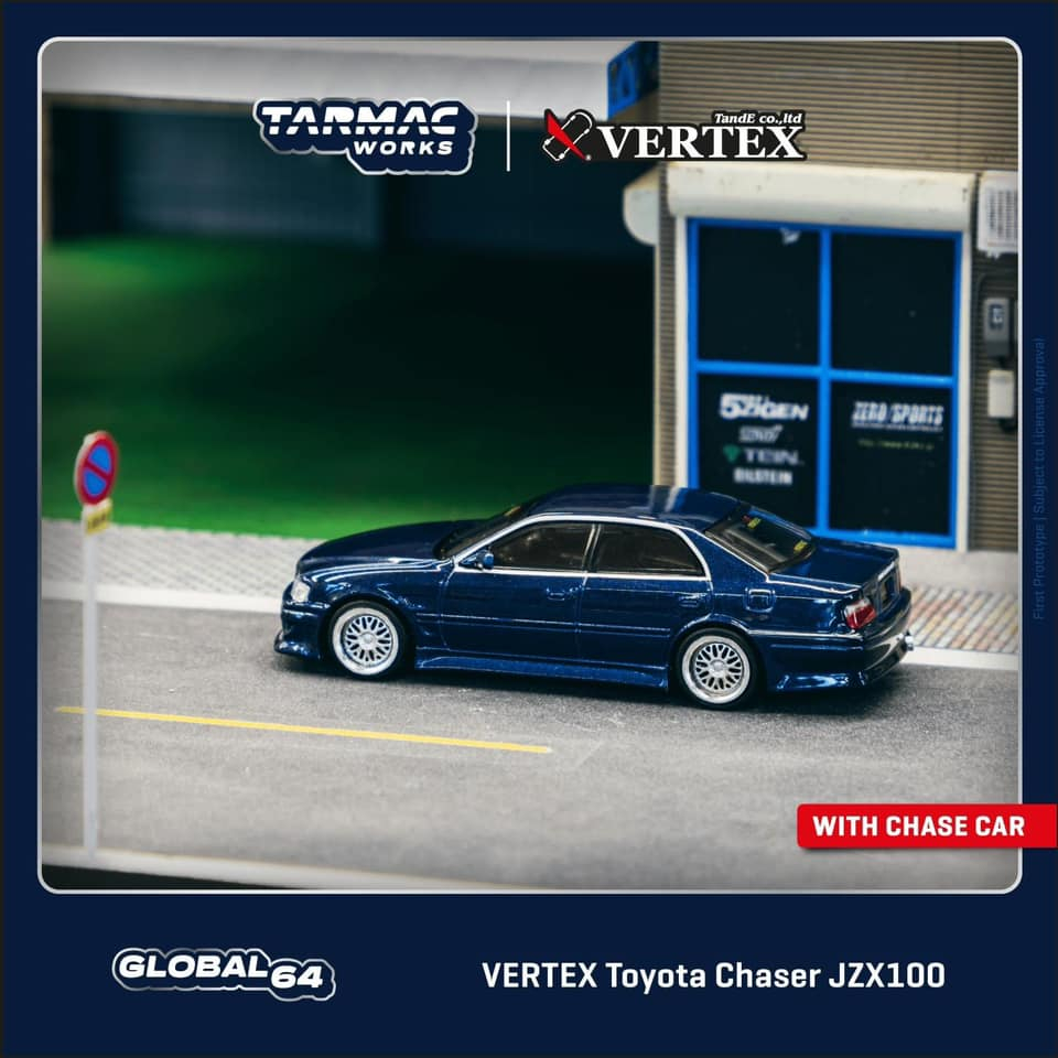 Tarmac 1/64 VERTEX 豐田 Toyota Chaser JZX100 Blue 藍 Metallic
