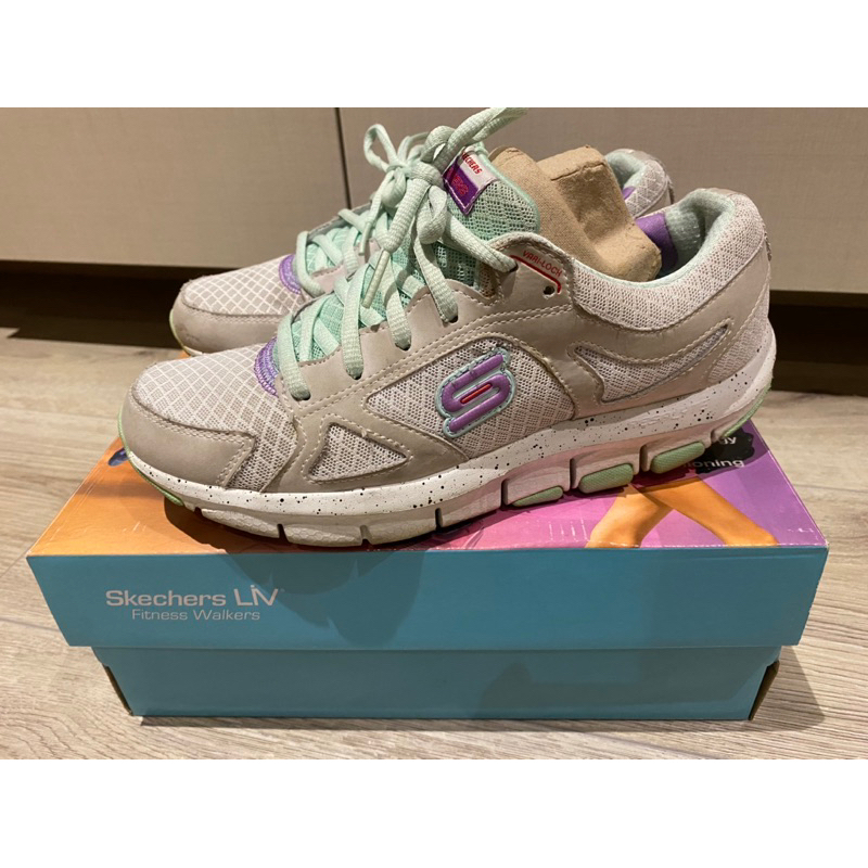 SKECHERS 2.0 Liv 灰蒂芬妮綠 健走鞋 彈性軟底 二手