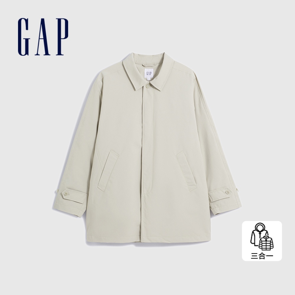 Gap 男裝 三合一翻領羽絨外套-米色(836132)