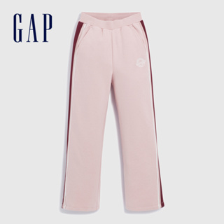 Gap 女童裝 Logo刷毛鬆緊棉褲 碳素軟磨系列-粉色(837211)
