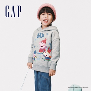 Gap 男幼童裝 Gap x 佩佩豬聯名 Logo印花刷毛帽T-灰色(847358)