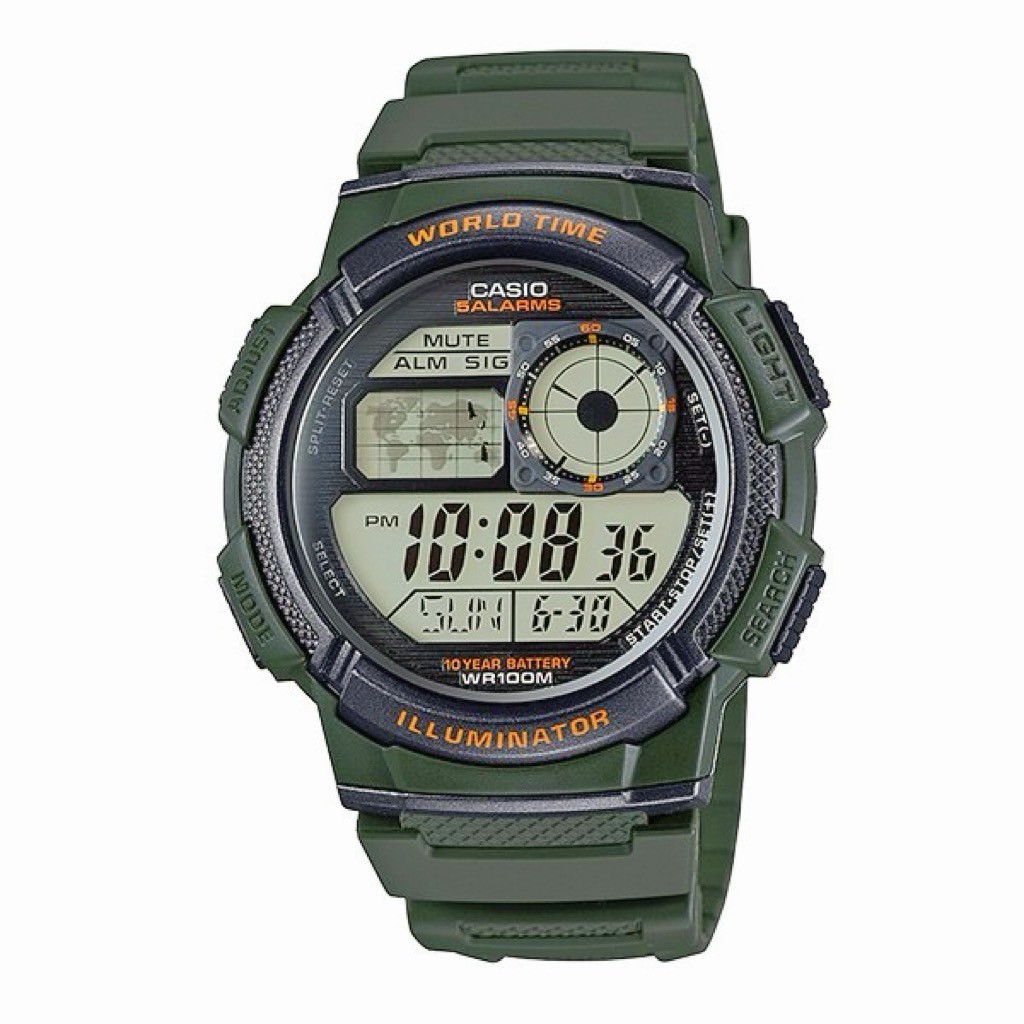 【CASIO 卡西歐】 CASIO卡西歐地圖時區電子錶AE-1000W-3A 45mm 現代鐘錶