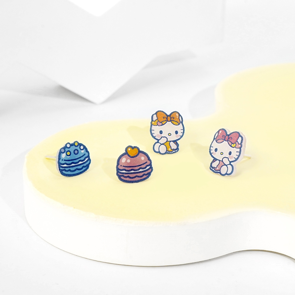STORY故事銀飾-Hello Kitty 50週年-凱蒂貓造型耳環組-派對款