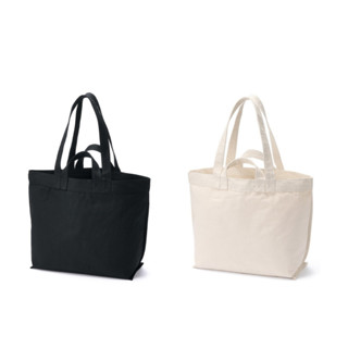 MUJI 無印良品｜帆布雙把手托特包 旅行 工作 隨身包 黑色/原色