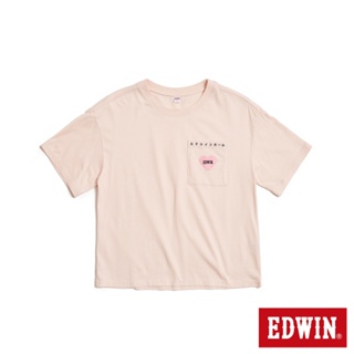 EDWIN TY2K愛心寬短版短袖T恤(淡粉紅)-女款