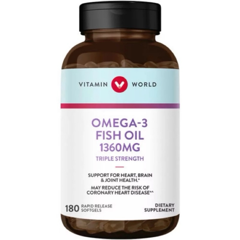 美國 Vitamin World 維他命世界  Omega-3 魚油 1360MG
