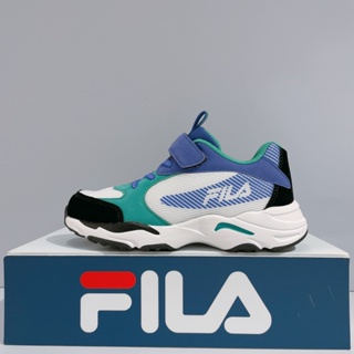 FILA KIDS 中童 藍綠色 魔鬼氈 運動 慢跑鞋 休閒鞋 3-J415Y-103