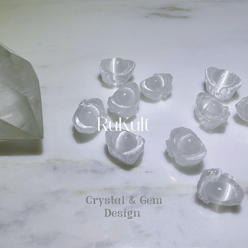 ［Rukult] 透石膏 天然水晶 水晶配件 出清特賣 元寶 手工 造型配件