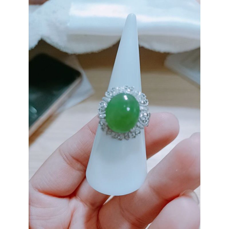 ✨天然緬甸a貨✨冰種陽綠鑽石戒指🌹含鑑定證書