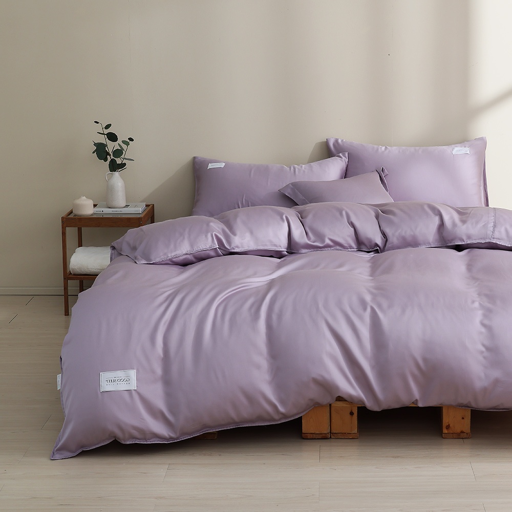 丁香紫-純淨天絲60支300織紗萊賽爾纖維-天絲薄被套床包組